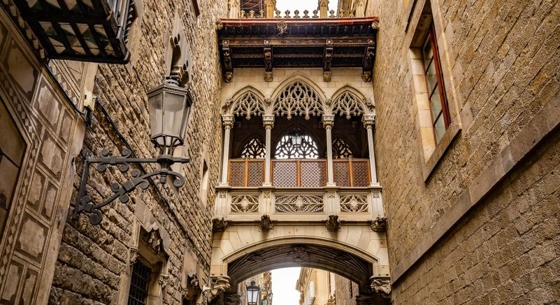 Barcelona neighborhood street scene