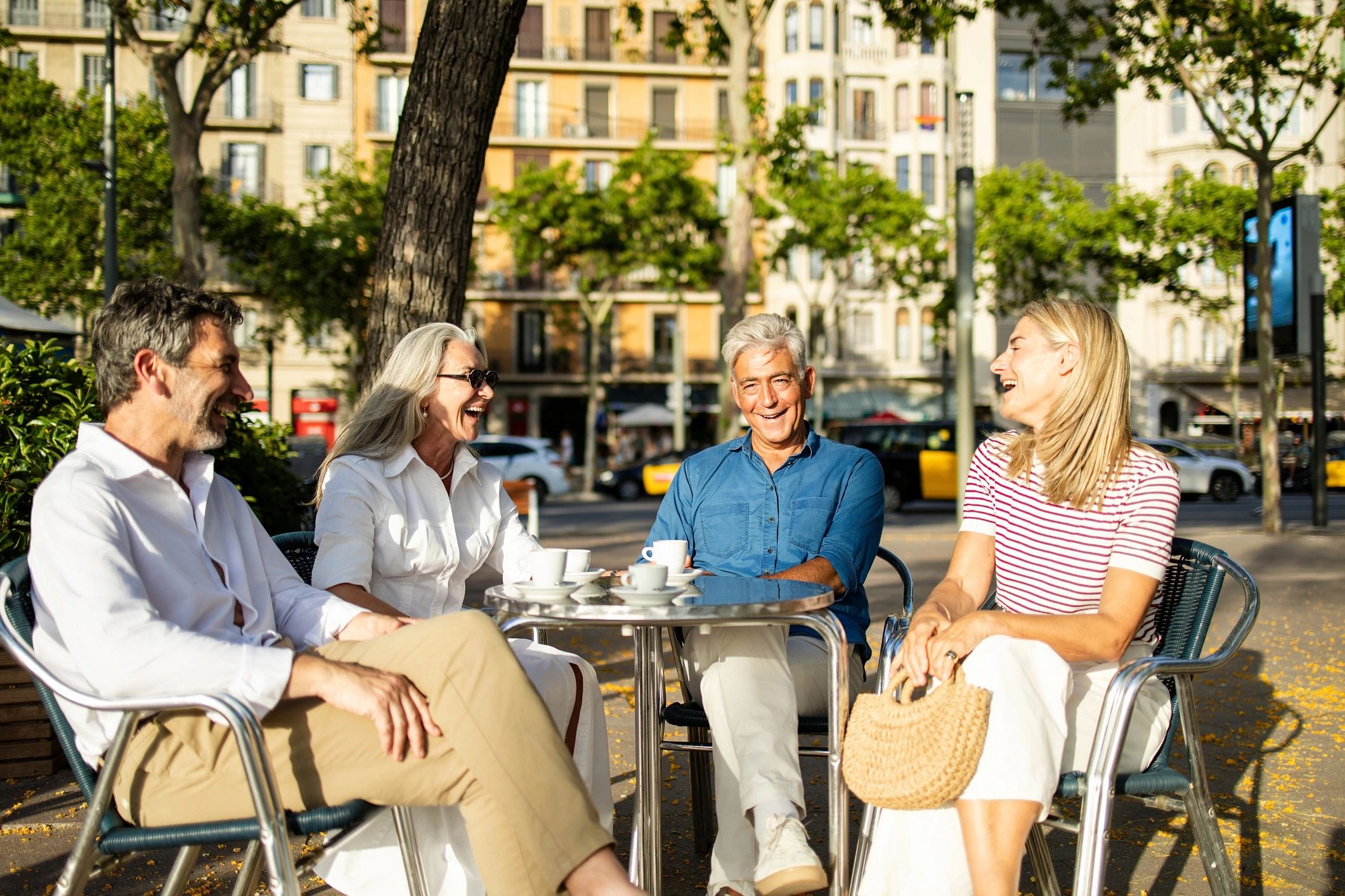 Travelers at a Barcelona café